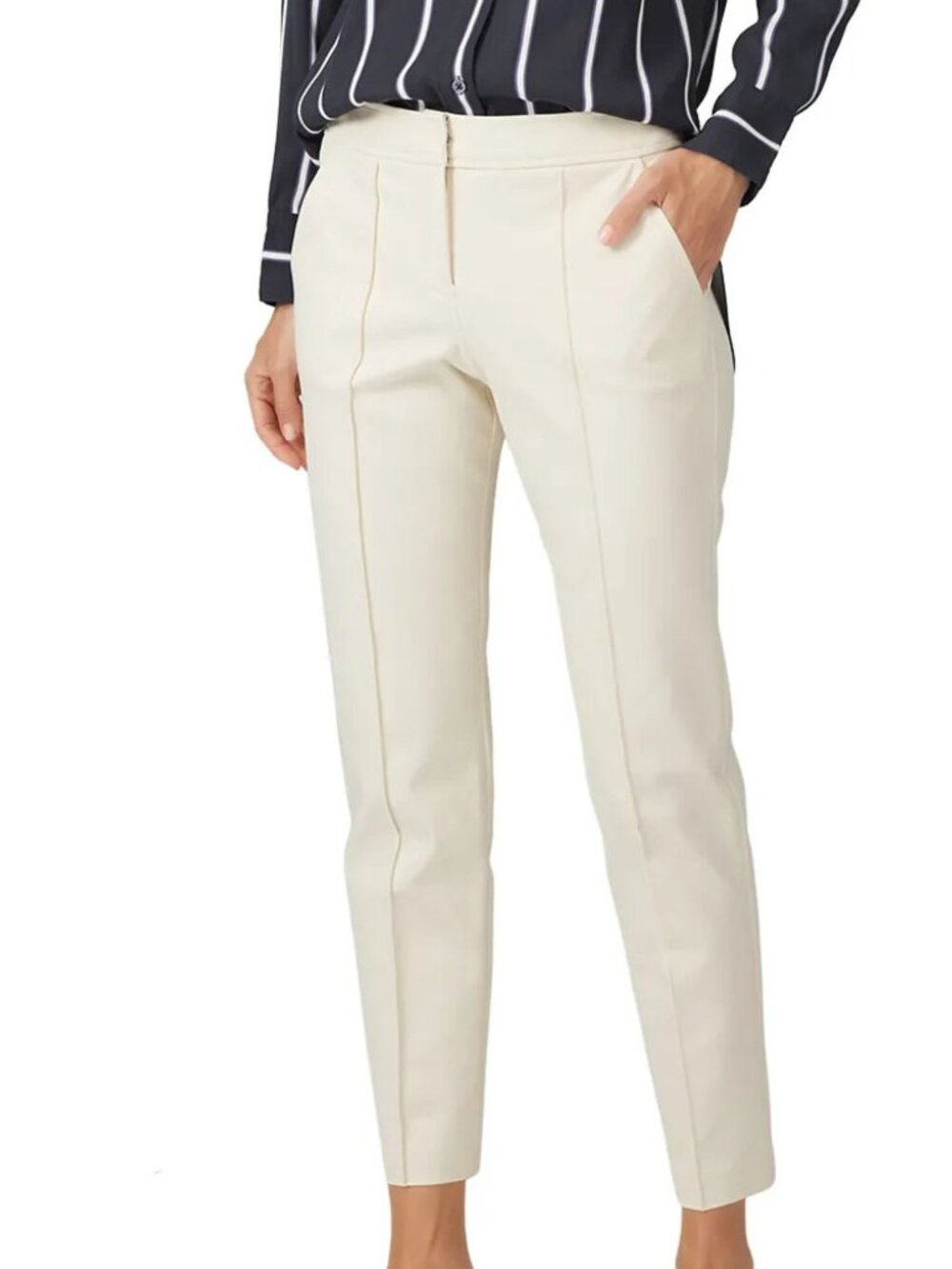 Trina Turk Kait Pants – Size 8 – Cream Ankle Pants – Chic Career Style